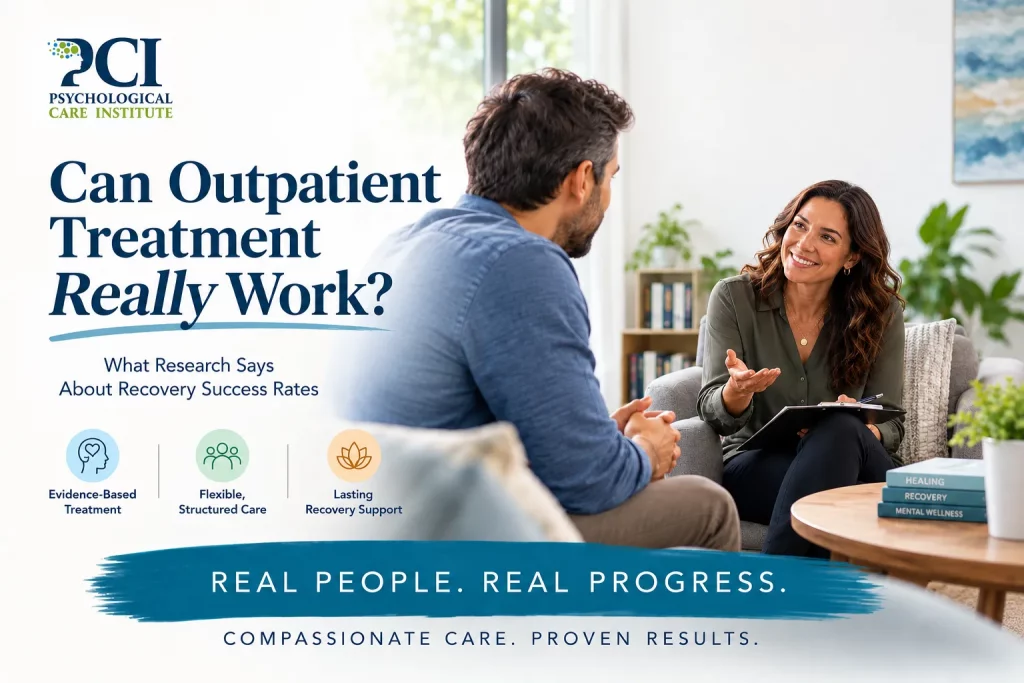 Patient meeting with a therapist during outpatient addiction treatment